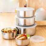5PCS Edelstahl Rührschüssel Set mit Deckel-Home Kitchen Food Container