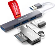 USB Hub 3.0, USB Adapter 4 Port Ultra Flacher Aluminium Verteile