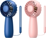 TOPK [2 stück Handventilator Batteriebetrieben 1800mAh Tragbarer Mini Ventilator USB-Ventilatoren Elektrischen Hand Ventilatoren Handlüfter für Kinder Schlafzimmer, Reisen, Camping, Büro