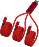 GIMIRO 3 in 1 Auto Ladekabel [120cm lang] USB C auf USB C Schnellladung Datenübertragungskabel Typ C auf Typ C Kabel für Vechile Car Office Reisen (RED/C-CML)