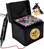 48 Farben Permanent Art Marker, Textmarker Stift zum Zeichnen Skizzieren Färben Hervorheben und Unterstreichen, Illustration Malerei Kartenherstellung, Studenten Manga Künstler Sketch Stifte Set