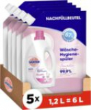 Sagrotan Wäsche-Hygienespüler Sensitiv Nachfüller  – 5 x 1,2 l Reiniger im praktischen Vorteilspack
