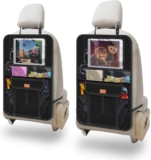 AEMIAO Auto Rückenlehnenschutz, Auto Rücksitz-Organizer für Kinder, 2 Stück Autositz Organizer, Wasserdicht Rücksitzschoner mit 12 Zoll iPad/Tablet-Halter, Kick-Matten-Schutz für Autositz