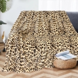Awaytail Leopardenmuster Decke, Sofa überwurfdecke Flauschige Decke Reisedecke Schafwolldecke, 130x150cm