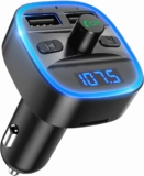 Criacr Bluetooth FM Transmitter, Auto Radio Bluetooth Adapter mit Freisprecheinrichtung, 2 USB Anschlusses 5V/2.4A, Blaue Umgebende Leuchte, Unterstützt TF Karte & USB-Stick Musik Spielen