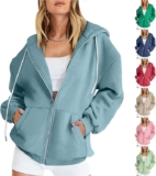CSHE Damen Kapuzenpullover Vintage Oversize Sweatjacke College Jacke Übergangsjacke Zip Hoodie mit Kapuze Street Hoody Harajuku Kapuzenjacke Meine Bestellungen Anzeigen
