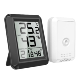 Innen Ausen Thermometer, Digital Hygrometer Thermometer mit Hintergrundbeleuchtung, Luftfeuchtigkeit Monitor Wireless,Luftfeuchtigkeit Messgerät,Temperatur Luftfeuchtigkeit Tester für Haus