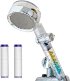 Duschkopf Handbrause 360° Hochfester transparenter PC Zwillingspropeller Rotierende Hochdruck Wassersparend Duschkopf Druckerhöhend Duschbrause mit ZwillingspropellerShower Filter und Pausenschalter