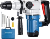 DongCheng SDS-Plus Bohrhammer,1100W 3.6 Joule,mit 2 Funktionen Hammerbohren/Meißeln,Bohrleistung in Beton 28 mm, 5000BPM,Überlast-Rutschkupplung,inkl. 2 Meißel, 3 Bohrer,DZC03-28