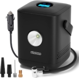 MANTENTOP Digitaler Portable Luftkompressor, Automatische Luftpumpe für Auto 12V, Tragbarer Kompressor Auto Reifenpumpe mit LED-Licht und 4 Düsenadaptern, für Autoreifen, Motorrad und Ball