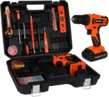 FADAKWALT Werkzeugsatz mit 20V Akkuschrauber, Akkubohrer mit 2 Akkus + Ladegerät, 0-400/1500RPM Variable Drehzahl, 3/8” Zoll Schnellspannfutter, 21+1 Drehmomentstufen, Akku Schlagbohrschrauber