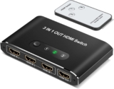 FOKKY HDMI Splitter HDMI Switch 4k@60Hz, Automatisch HDMI Switch 3 In 1 Out mit Fernbedienung, Aluminium HDMI Verteiler Unterstützt 4K 3D HDR, für TV Stick PS4 Xbox DVD Blu-Ray Laptop PC