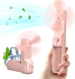 CWAWF Handventilator – 3 in 1 Mini tragbarer Ventilator | 3000mAh USB wiederaufladbarer kleiner Ventilator mit Powerbank, Taschenlampe (Rosa)