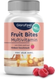 Multivitamine in leckeren Himbeer Fruchtstückchen – Auf Basis von natürlichem Fruchtpüree für Kinder und Erwachsene – Vitamin A, D, K, E, B6, B12, Niacin, Biotin, Zink & Jod – Vitamin A-Z Gummies
