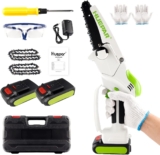 Mini Kettensäge 6 Zoll, Elektrische kabellose Kettensäge mit Sicherheitsschloss, Tragbare kleine wiederaufladbare elektrische Kettensäge für Baum- und Zweigschnitt Holzschneiden CS061