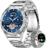 LIGE Smartwatch Herren mit Bluetooth-Anruf Fitness Tracker Edelstahl IP67 Wasserdicht Sportuhr Benachrichtigung über Nachrichten Silber Männer Intelligente Uhr für Android iOS