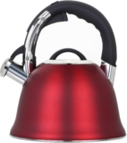 MAISCHOU Flötenkessel 3L Edelstahl für Indutkion, Gas, Pfeifenkessel mit Flöte, Teekessel, Wasserkessel, Pfeifkessel (Rot)