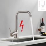 Onyzpily Niederdruck Armatur Küche Niederdruck Küchenarmatur Wasserhahn Küche Spültischarmatur Armatur Küche 360° Drehung Gebürstetes Nickel