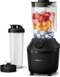 Philips Standmixer und Smoothie Maker – 450W, 1.9-Liter-Behälter, Rezepte-App, 1 Geschwindigkeitsstufe + Impulsfunktion, ProBlend, Ice-Crush-Funktion und mobile Trinkflasche (HR2041/41)