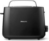 Philips Toaster – 2 Toastschlitze, 8 Stufen, Brötchenaufsatz, Auftaufunktion, Liftfunktion, Abschaltautomatik, schwarz (HD2581/90)