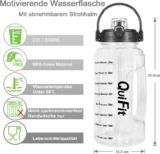 QuiFit 2,2-Liter Wasserflasche mit Zeitmarkierungen – BPA-Frei – Halbe Gallone Wasserflasche mit abnehmbarem Strohhalm, für Sport, Fitness, Uni, Outdoor – Leicht, Nachhaltig (Transparent)