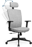 MELOKEA Bürostuhl Ergonomischer mit hoher Rückenlehne und Liegefunktion, Schreibtischstuhl mit Verstellbarer Kopfstütze und 3D Armstütze Armlehnen, Bis 150kg Belastbar breite Sitzfläche, Grau
