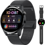 SIEMORL Smart Watch für Herren, 1,32″ Bluetooth-Anrufe Fitness Tracker mit Herzfrequenz Schlafmonitor Musiksteuerfunktion, IP67 wasserdichte Schrittzähler Edelstahl Smartwatch für Android IOS