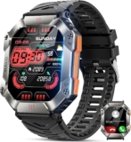Smartwatch Herren mit Telefonfunktion, 2,0″ Touchscreen Uhren 30+ Tage Batterie, 100+ Sportmodi Fitnessuhr IP68 wasserdicht Armbanduhr, 24H Gesundheits-Screening, Militär Smartwatch für Android iOS