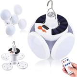 Solarenergie Campinglampe, 5 Modi SOS Wasserdicht USB Wiederaufladbare LED Camping Laterne, Intelligente Fernbedienung, Wasserdicht Faltbar LED Camping Licht, Campinglampe Solar Notfall Tragbar [Energieklasse A]