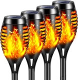 YAZEKY Solarlampen für Außen Garten,Solarleuchten fackel mit Realistischer Flammeneffekt 4 Stück Wasserdichte Gartenfackeln Solar Wegeleuchte für Garten Weg Hinterhöfe Rasen Beleuchtung Deko (4pcs)