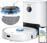 HONITURE Saugroboter mit Absaugstation,Staubsauger Roboter Q6 Pro 3500Pa mit Lasernavigation Saugroboter mit Wischfunktion 250Min Laufzeit App Steuerung ideal für Tierhaare Teppich Hartboden