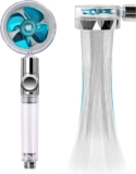 Handbrause mit Druckerhöhung, Duschkopf Wassersparend 360° Rotierende Hochdruckdusche, Vortex Turbodruck Duschkopf, Duschbrause mit Shower Filter und Pausenschalter