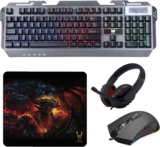 Woxter Stinger FX 80 Megakit – Kit Gaming (Metallic Backlit Tastatur, optische Maus bis 6400 DPI, 25×21 Mikrofasermatte und 2.0 Kopfhörer mit Mikrofon)