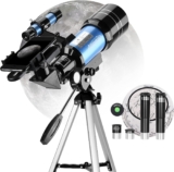 Aomekie Teleskop Kinder 30070MM Teleskop Astronomie Einsteiger mit Smartphone Adapter Aluminium Stativ Barlow und Umkehrlinse
