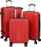 Trendyshop365 Koffer-Set 3-teilig Hartschale Dallas 4 Räder Zahlenschloss Rot