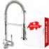 DROPLESS – Wasserhahn Küche ausziehbar mit Brause, 360° schwenkbare Küchenarmatur, Mischbatterie Küche, Spültischarmatur mit Geschirrbrause, Einhebelmischer Spültischbatterie (Chrom)