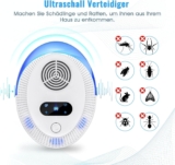 Pikile Ultraschall, 4 Stück Elektronische Pest Repeller mit Frequenzkonversionsfunktion für Kakerlaken, Mäuse, Fliegen, Mücken, Schädlingsbekämpfer für Zuhause, Büro