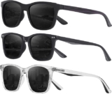 OJIRRU Sonnenbrille Herren Polarisiert Eckig Sonnenbrillen 3 Set für Herren Damen Retro Autofahren UV Schutz Sunglasses OJ087