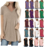 Plus GrößE Damen Stilvolle Rundhals T-Shirt Solide Farbe Kurze ÄRmel Sommer Tops Lange FließEnde Bluse Mode Verstecken Bauch Tunika LäSsig Dressy Blusen Oberteile Oversized Tees